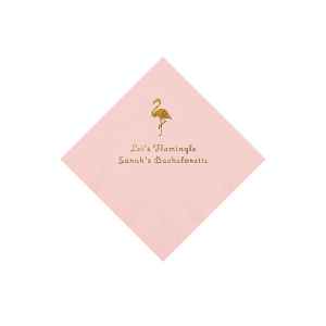 Light Pink Flamingo Personalized Napkins with Gold Foil - Beverage (50 Piece(s))