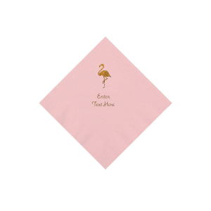 Light Pink Flamingo Personalized Napkins with Gold Foil - Beverage (50 Piece(s))