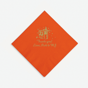 Orange Champagne Personalized Napkins with Gold Foil - Beverage (50 Piece(s))