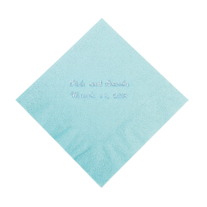 Light Blue Personalized Napkins with Silver Foil - Beverage (50 Piece(s))