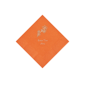 Pumpkin Spice Blossom Branch Personalized Napkins with Silver Foil - Beverage (50 Piece(s))