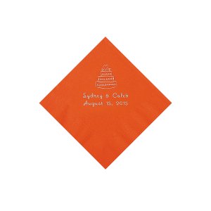 Orange Wedding Cake Personalized Napkins - Beverage (50 Piece(s))