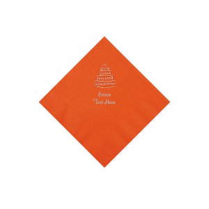 Orange Wedding Cake Personalized Napkins - Beverage (50 Piece(s))