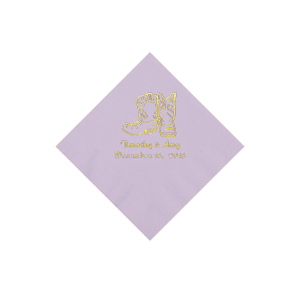 Lilac Cowboy Boots Personalized Napkins with Gold Foil - Beverage (50 Piece(s))