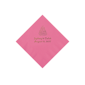 Candy Pink Wedding Cake Personalized Napkins - Beverage (50 Piece(s))