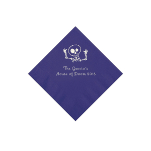Purple Skeleton Personalized Napkins with Silver Foil - Beverage (50 Piece(s))