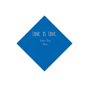 Cobalt Blue Love is Love Personalized Napkins with Silver Foil - Beverage (50 Piece(s))