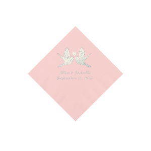 Light Pink Love Birds Personalized Napkins - Beverage (50 Piece(s))