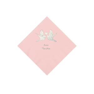 Light Pink Love Birds Personalized Napkins - Beverage (50 Piece(s))