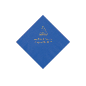 Cobalt Blue Wedding Cake Personalized Napkins - Beverage (50 Piece(s))