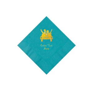 Turquoise Just Married Personalized Napkins with Gold Foil - Beverage (50 Piece(s))