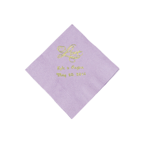 Lilac Love Personalized Napkins with Gold Foil - Beverage (50 Piece(s))