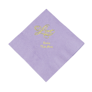 Lilac Love Personalized Napkins with Gold Foil - Beverage (50 Piece(s))