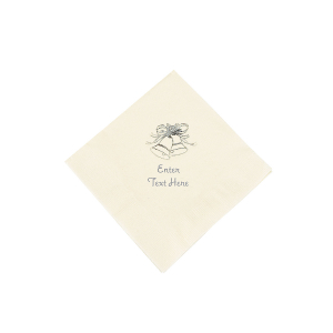 Ivory Wedding Bell Personalized Napkins with Silver Foil - Beverage (50 Piece(s))