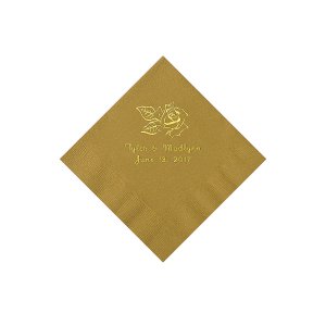 Gold Rose Personalized Napkins with Gold Foil - Beverage (50 Piece(s))