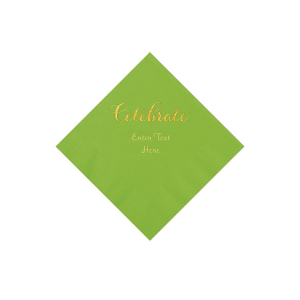 Lime Green Celebrate Personalized Napkins with Gold Foil - Beverage (50 Piece(s))