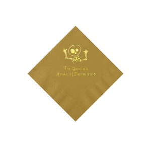 Gold Skeleton Personalized Napkins with Gold Foil - Beverage (50 Piece(s))