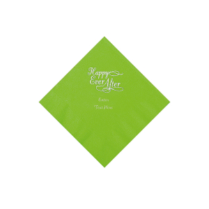 Lime Green Happy Ever After Personalized Napkins - Beverage (50 Piece(s))