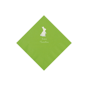 Lime Green Easter Bunny Personalized Napkins with Silver Foil - Beverage (50 Piece(s))