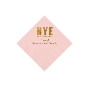 Light Pink New Year's Eve Personalized Napkins with Gold Foil - Beverage (50 Piece(s))