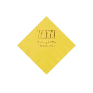 Yellow Yay Personalized Napkins with Gold Foil - Beverage (50 Piece(s))