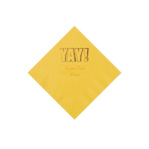 Yellow Yay Personalized Napkins with Gold Foil - Beverage (50 Piece(s))