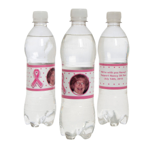 Breast Cancer Awareness Custom Photo Water Bottle Labels (50 Piece(s))