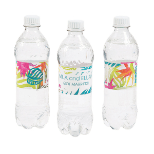 Personalized Tropical Wedding Water Bottle Labels (50 Piece(s))