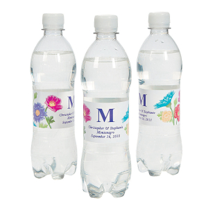 Personalized Love in Bloom Wedding Water Bottle Labels (50 Piece(s))