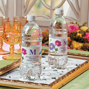 Personalized Love in Bloom Wedding Water Bottle Labels (50 Piece(s))