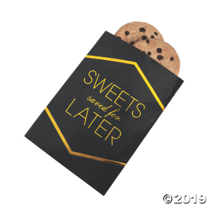 Black & Gold Foil Sweets Treat Bags (50 Piece(s))