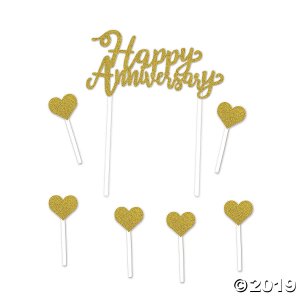 Gold Happy Anniversary Cake Topper (1 Piece(s))