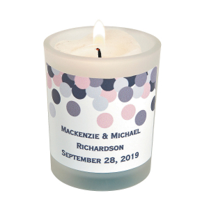 Personalized Confetti Design Votive Candle Holders (Per Dozen)