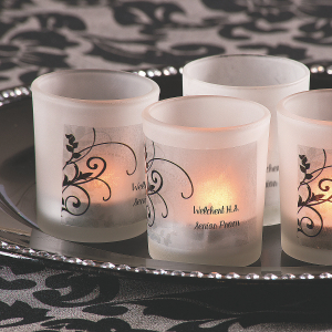 Personalized Flourish Wedding Votive Candle Holders (Per Dozen)