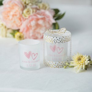 Personalized Hearts Frosted Votive Candle Holders (Per Dozen)
