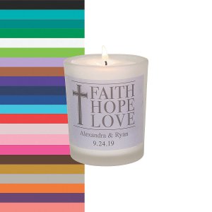 Personalized Faith, Hope, Love Votive Candle Holder (Per Dozen)