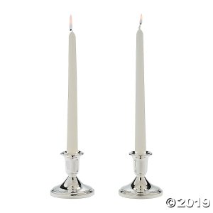 Silvertone Taper Candle Holder Set (1 Pair)