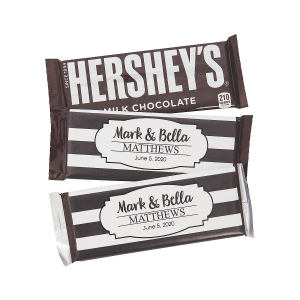 Personalized Black & White Stripe Candy Bar Sticker Labels (Per Dozen)