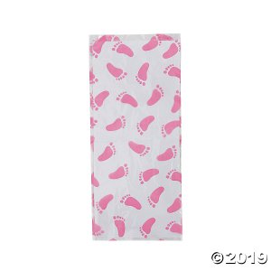 Pink Baby Footprint Cellophane Bags (Per Dozen)
