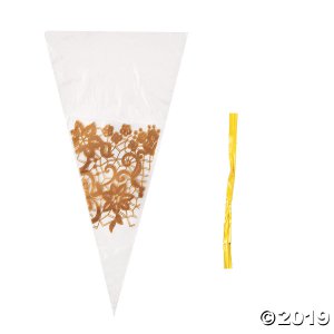 Gold Filigree Cellophane Piping Bag Favor Bags (48 Piece(s))