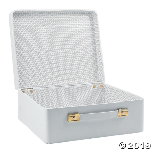 White Mini Suitcase Centerpiece (1 Piece(s))