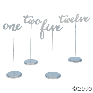 1 - 12 Silver Calligraphy Table Numbers (Per Dozen)