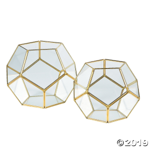 Gold Geometric Terrarium Candle Holders (2 Piece(s))
