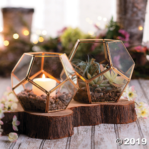 Gold Geometric Terrarium Candle Holders (2 Piece(s))
