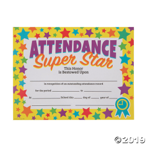 Attendance Super Star Certificates (180 Piece(s))