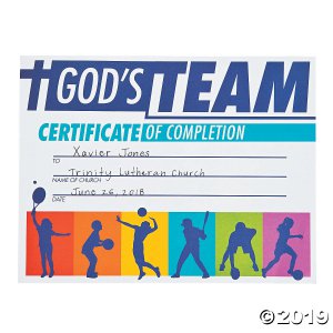 Sports VBS Certificates of Completion (25 Piece(s))
