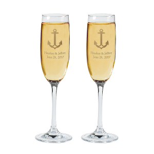 Nautical Personalized Wedding Champagne Flute (1 Set(s))