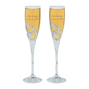 Stacked Heart Personalized Wedding Champagne Flute (1 Set(s))
