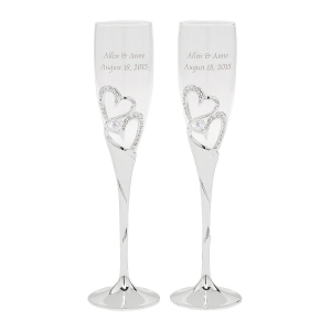 Stacked Heart Personalized Wedding Champagne Flute (1 Set(s))