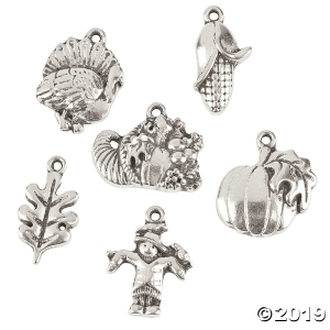 Silvertone Fall Charm Assortment (Per Dozen)